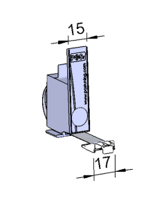 Warenvorschub / Pusher, mit Frontanker, Breite 15 mm, Höhe 68 mm, 1.5 Newton