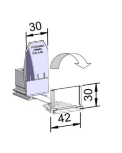 Warenvorschub / Pusher, mit Mittelanschlag, Klapp , Breite 30 mm, Höhe 70 mm, 10 Newton